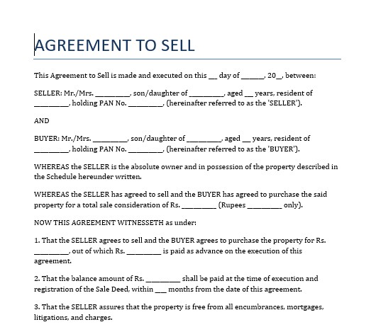 संपत्ति विक्रय अनुबंध/Sell Agreement